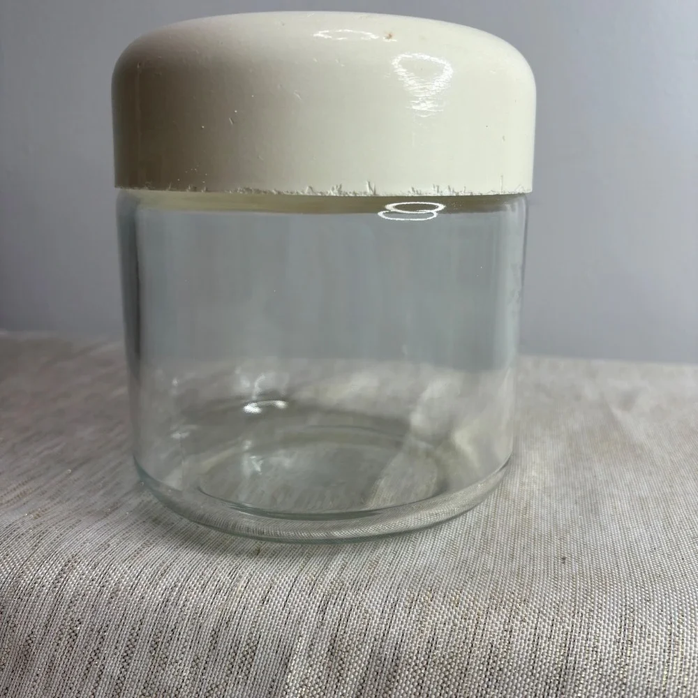 Heller Designs Inc Glass Jar Storage Container Cream Lid Kitchen Pantry Decor